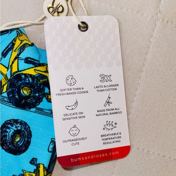 Bums & Roses Loader up bamboo pajama set NIB/NWT size 7/8 construction print - Picture 7 of 8
